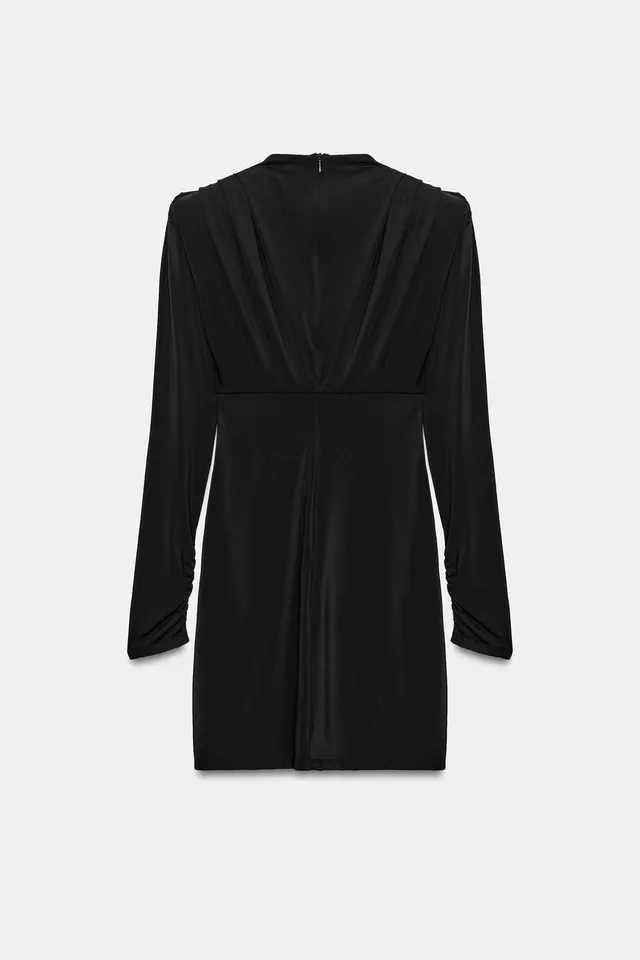 PLEATED MINI DRESS WITH SHOULDER PADS – image 8