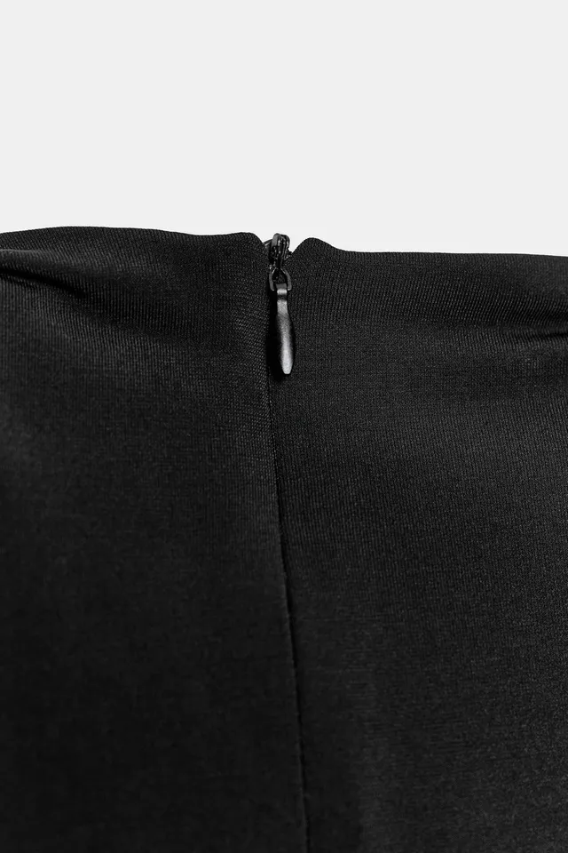 PLEATED MINI DRESS WITH SHOULDER PADS – image 9