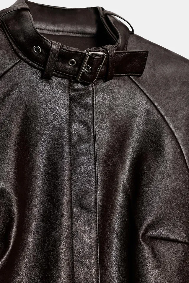 LEATHER EFFECT BUCKLE MINI DRESS – image 8