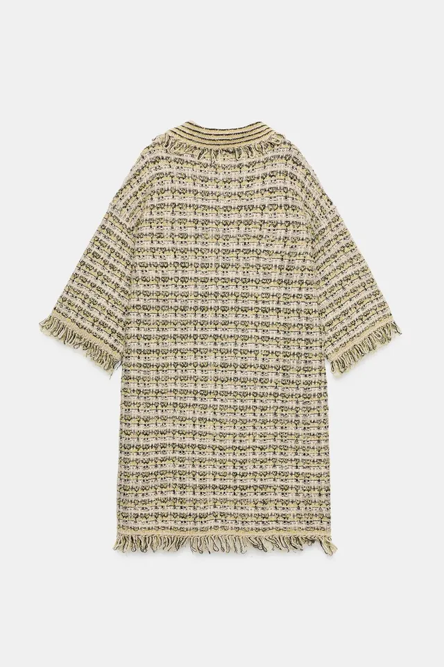 TEXTURED FRAYED KNIT DRESS – image 4