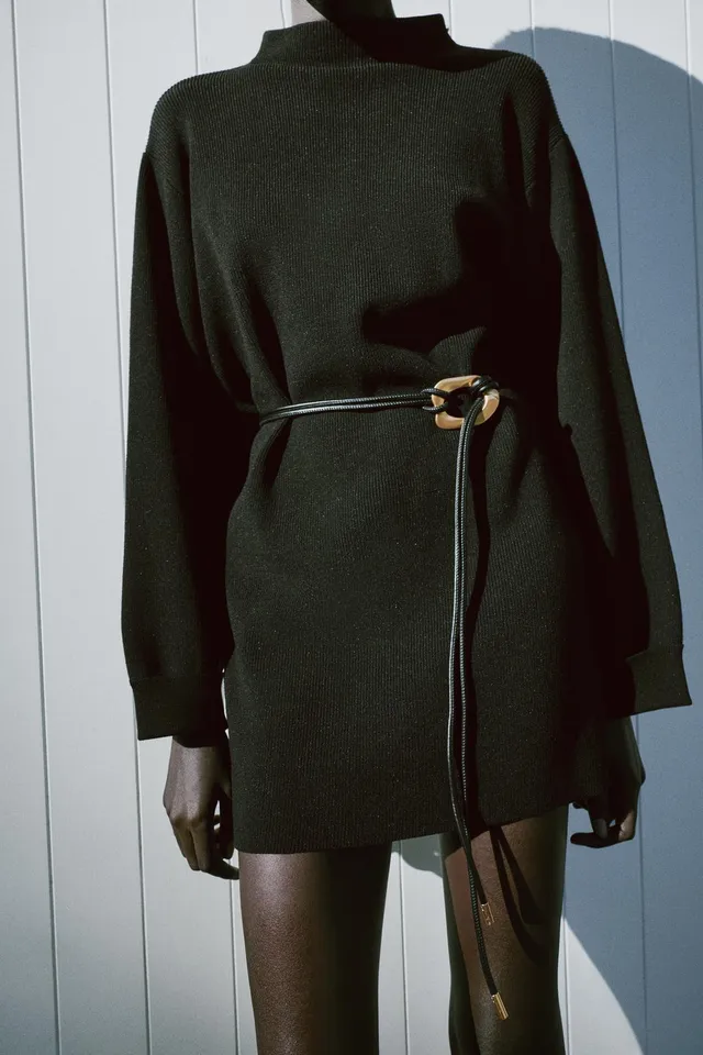 SHORT KNIT DRESS WITH BELT – image 3