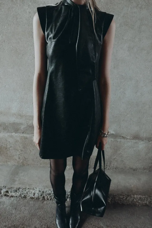 LEATHER EFFECT MINI DRESS – image 2
