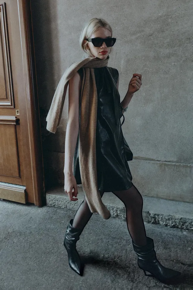 LEATHER EFFECT MINI DRESS – image 3