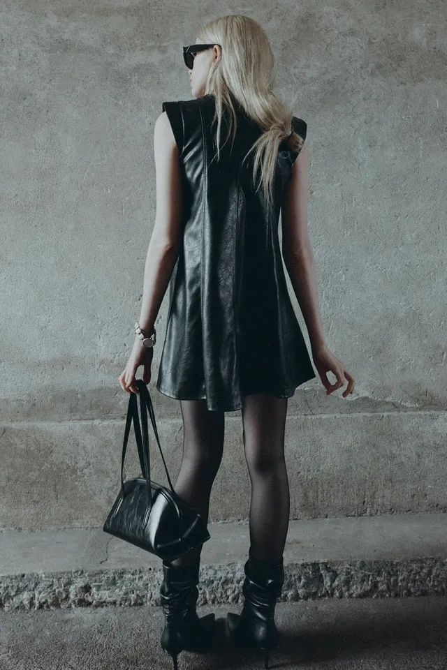 LEATHER EFFECT MINI DRESS – image 4
