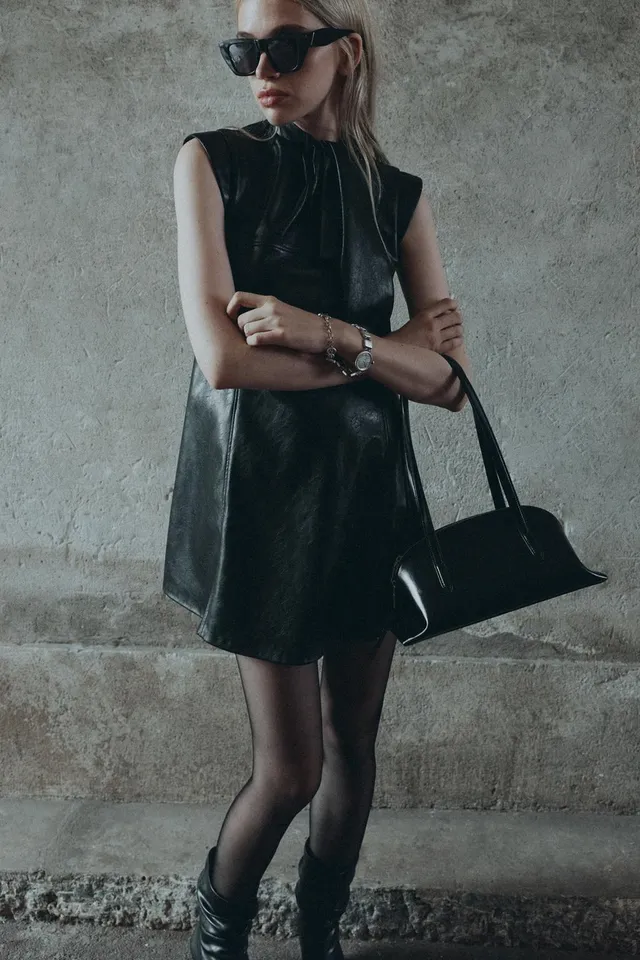 LEATHER EFFECT MINI DRESS – image 5