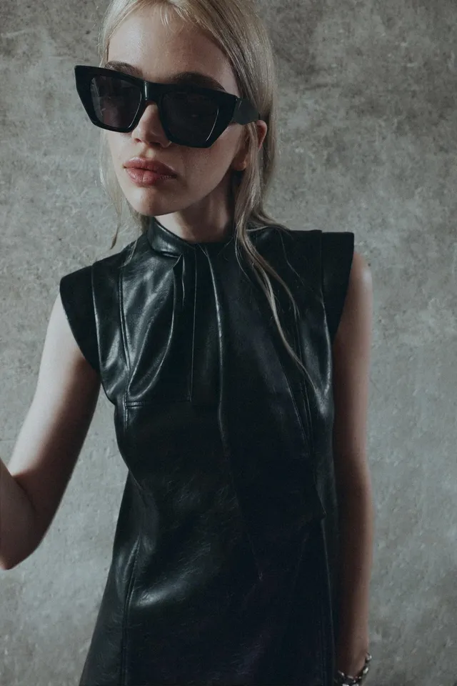LEATHER EFFECT MINI DRESS – image 6