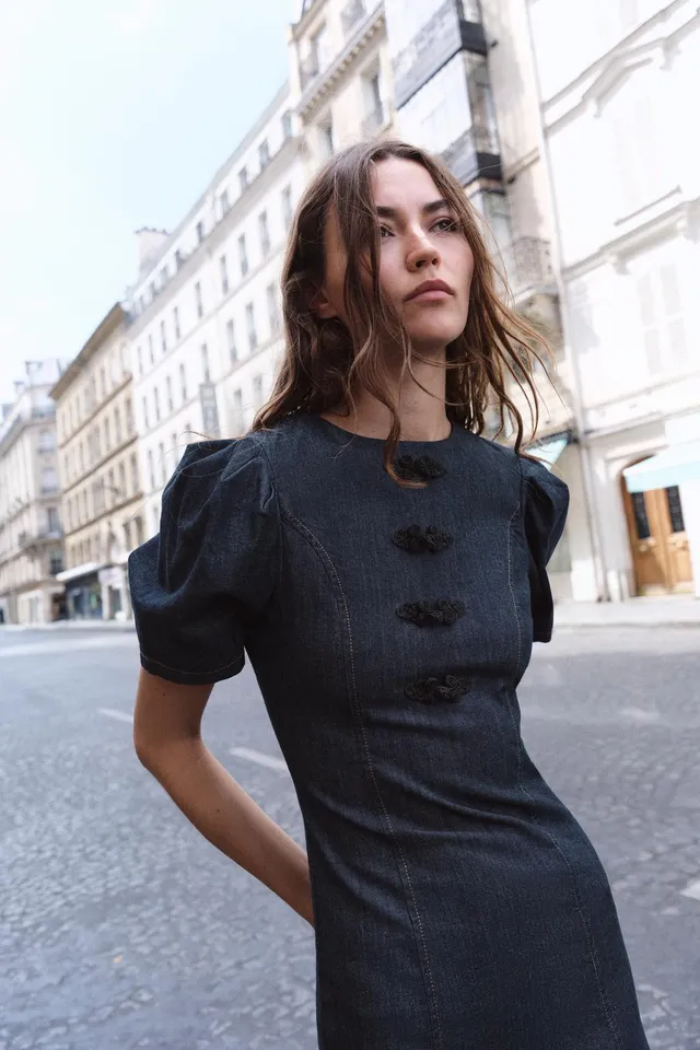 Z1975 DENIM MINI DRESS WITH FROG FASTENING – image 3