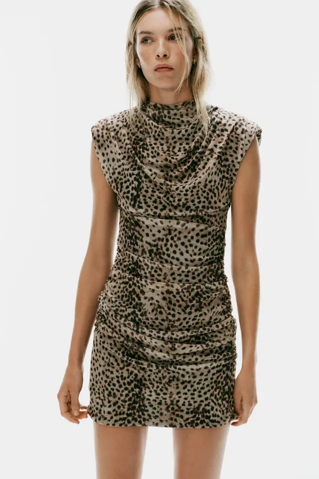 ANIMAL PRINT DRAPED TULLE DRESS – image 2