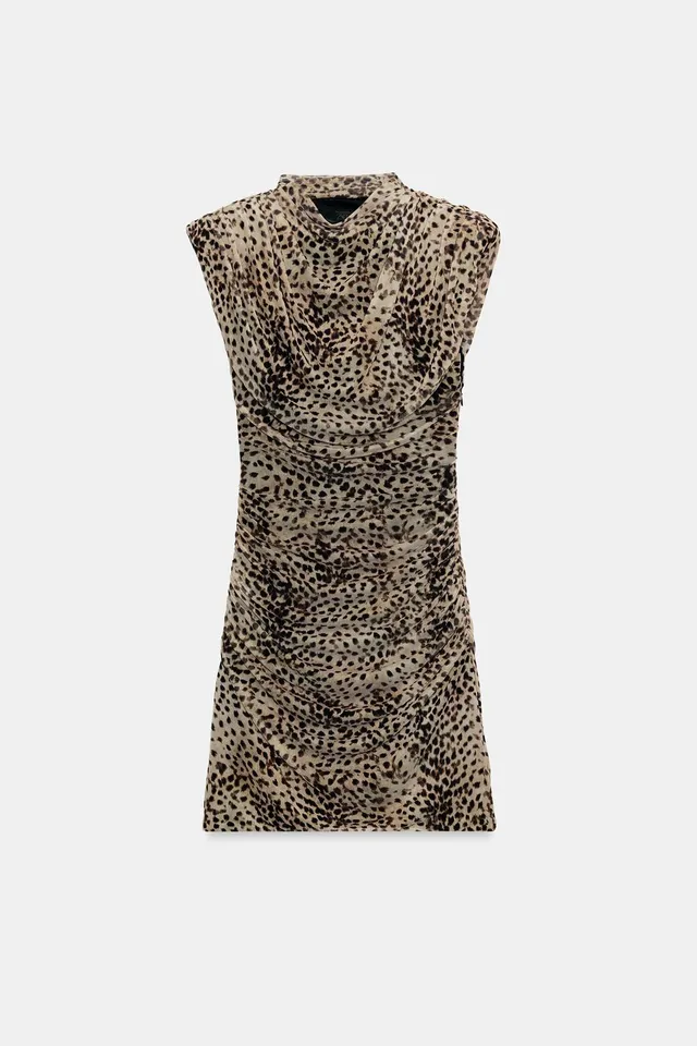 ANIMAL PRINT DRAPED TULLE DRESS – image 6