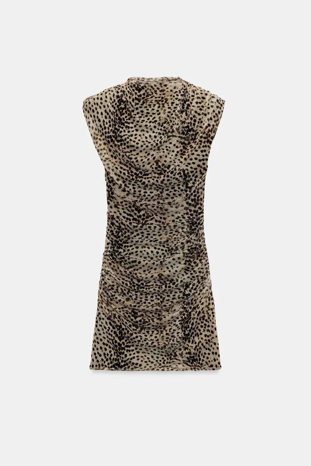 ANIMAL PRINT DRAPED TULLE DRESS – image 7