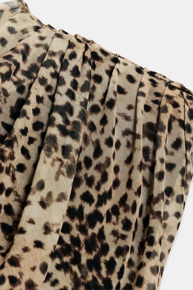 ANIMAL PRINT DRAPED TULLE DRESS – image 8