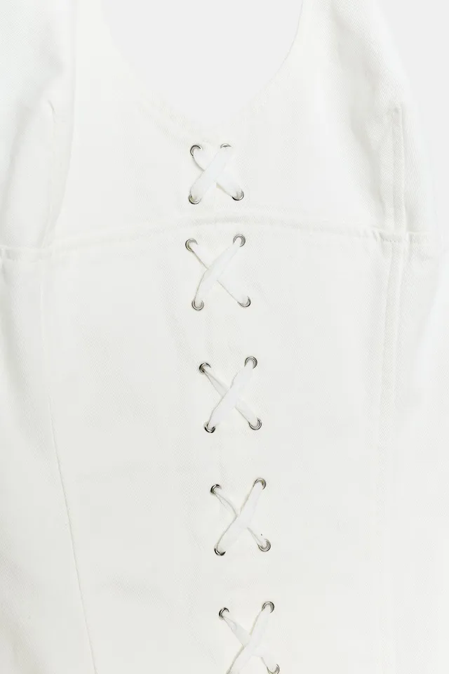 LACE-UP HALTER MINI DRESS – image 7