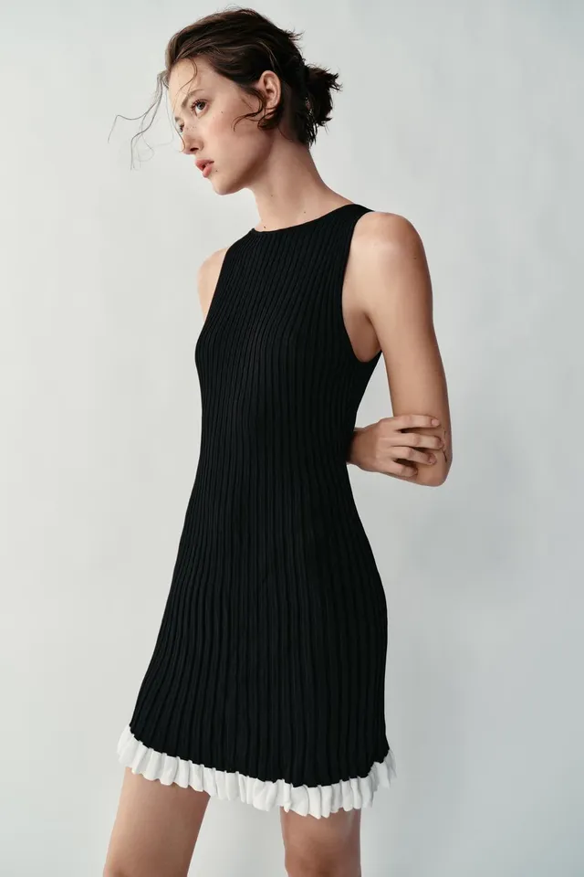 SHORT RIBBED KNIT DRESS – image 2
