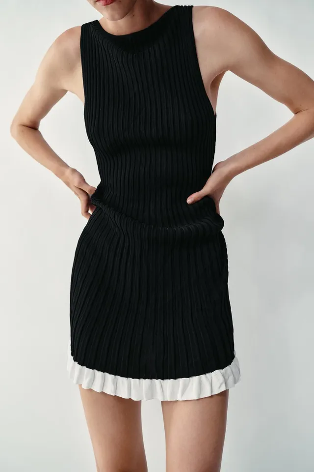 SHORT RIBBED KNIT DRESS – image 3