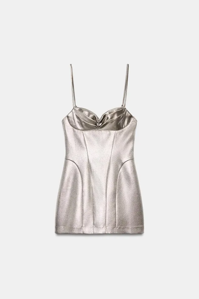 METALLIC-EFFECT CORSETRY-INSPIRED MINI DRESS – image 5
