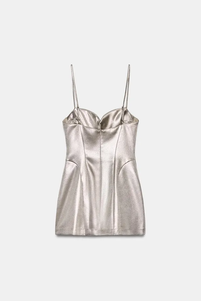METALLIC-EFFECT CORSETRY-INSPIRED MINI DRESS – image 6