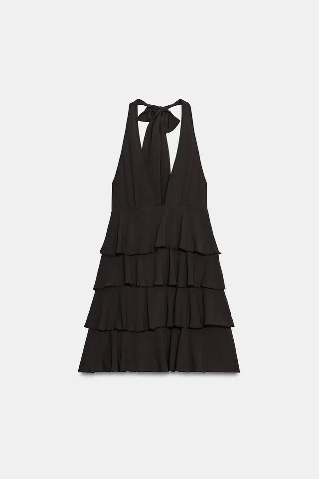 RUFFLED HALTER MINI DRESS – image 8