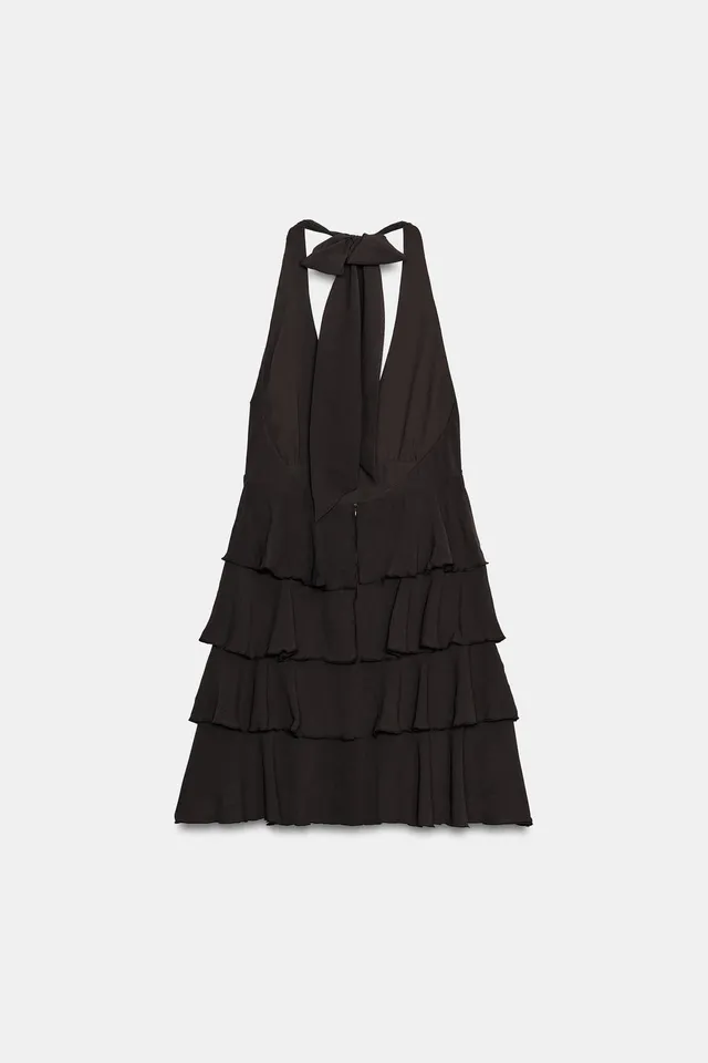 RUFFLED HALTER MINI DRESS – image 9