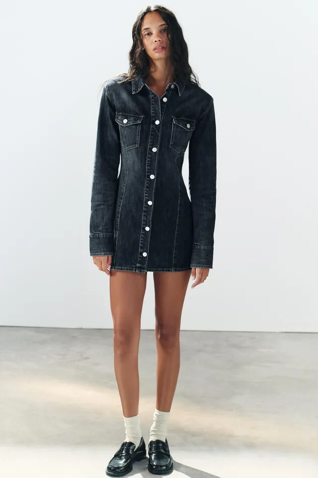TRF DENIM MINI DRESS WITH SHOULDER PADS