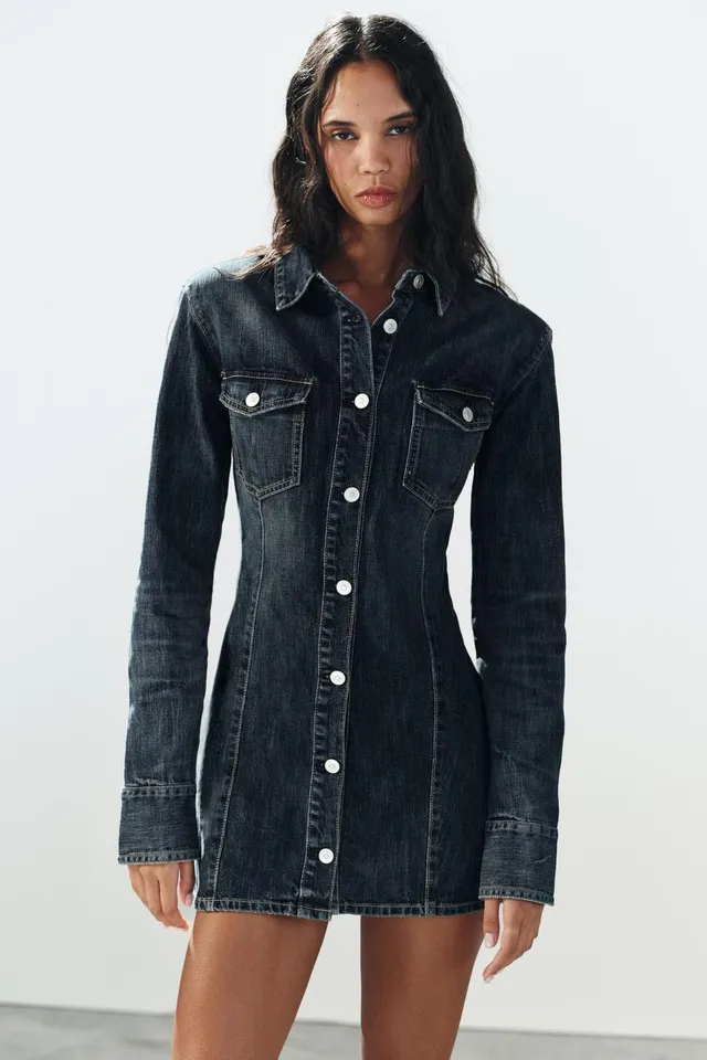 TRF DENIM MINI DRESS WITH SHOULDER PADS – image 2