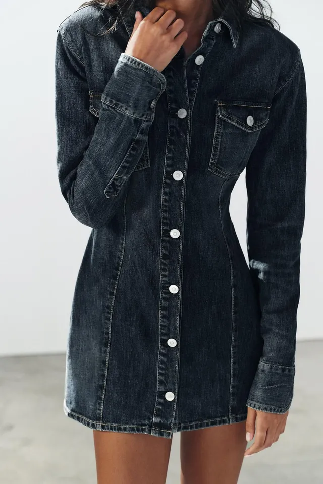 TRF DENIM MINI DRESS WITH SHOULDER PADS – image 3