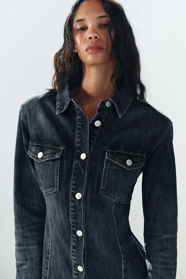 TRF DENIM MINI DRESS WITH SHOULDER PADS – image 4