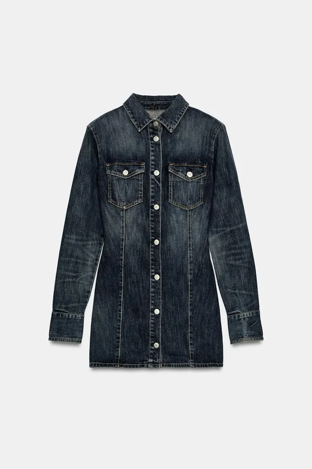 TRF DENIM MINI DRESS WITH SHOULDER PADS – image 6