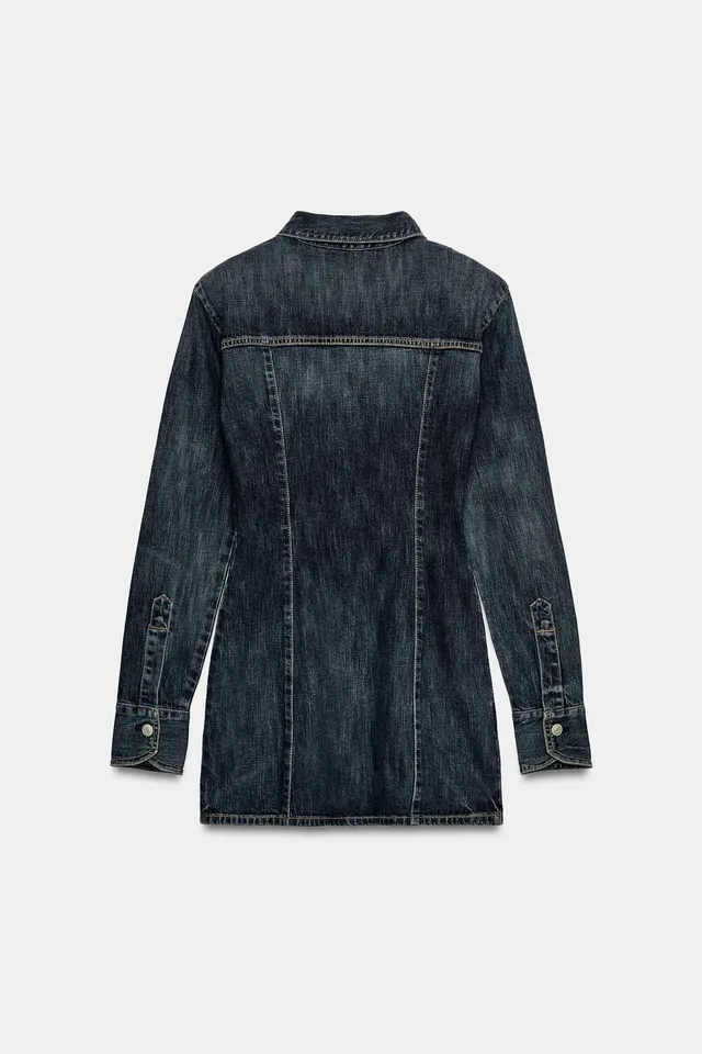TRF DENIM MINI DRESS WITH SHOULDER PADS – image 7