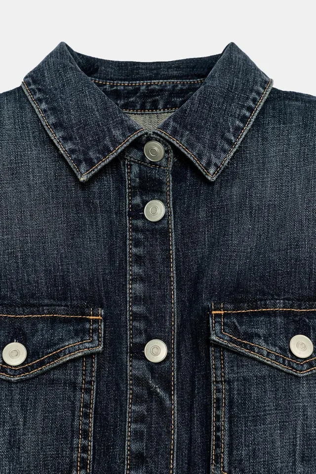 TRF DENIM MINI DRESS WITH SHOULDER PADS – image 8
