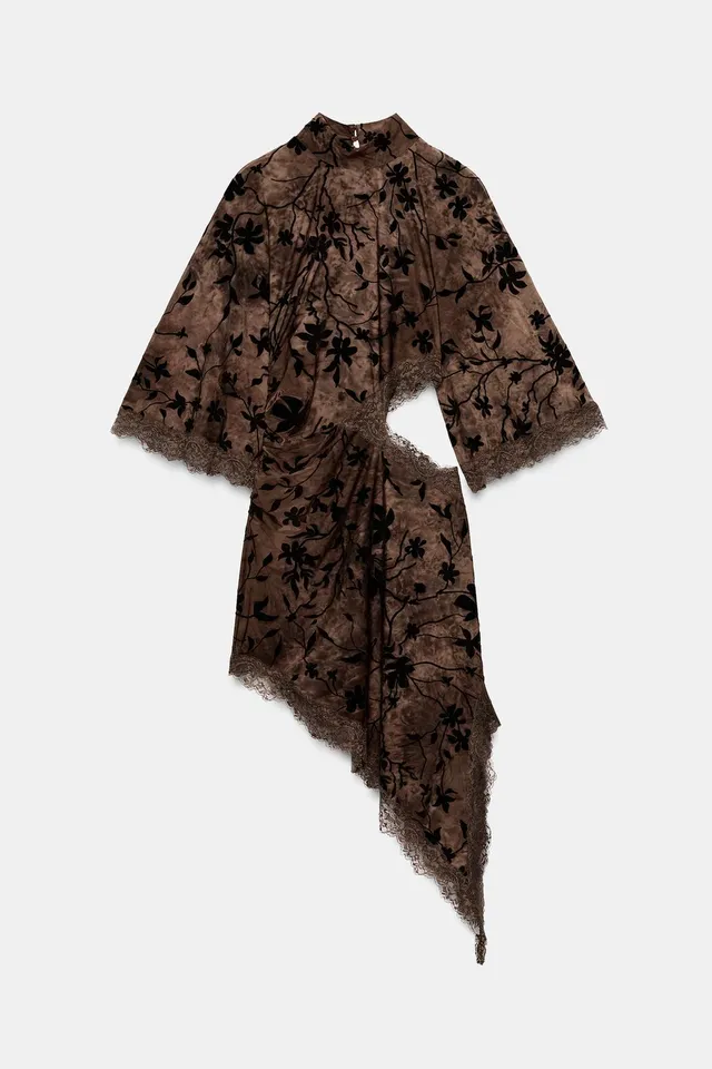 FLOCKED MINI DRESS WITH OPENING – image 7