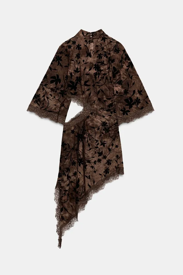 FLOCKED MINI DRESS WITH OPENING – image 8