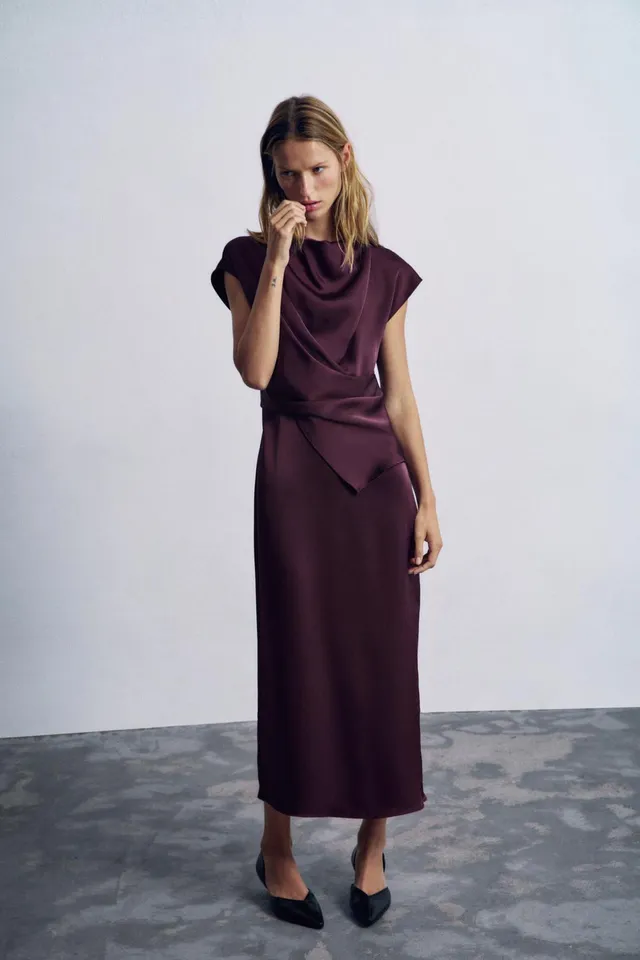 DRAPED MIDI DRESS