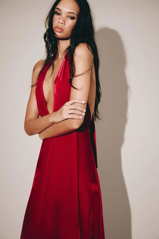 VELVET HALTER DRESS – image 3