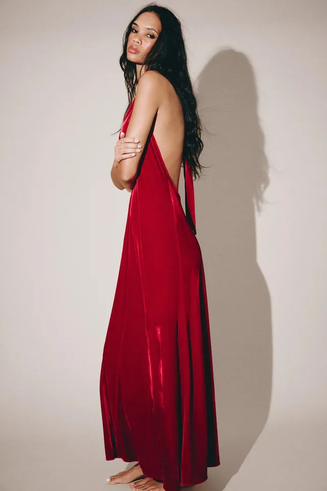 VELVET HALTER DRESS – image 4