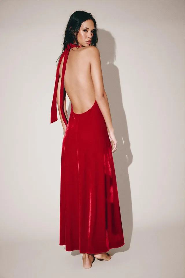 VELVET HALTER DRESS – image 5