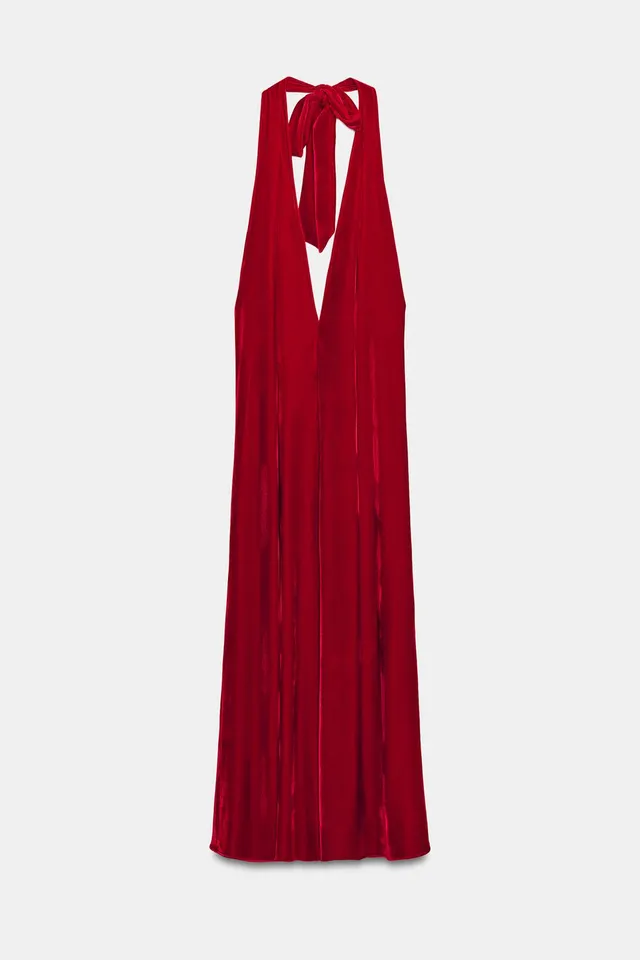 VELVET HALTER DRESS – image 7