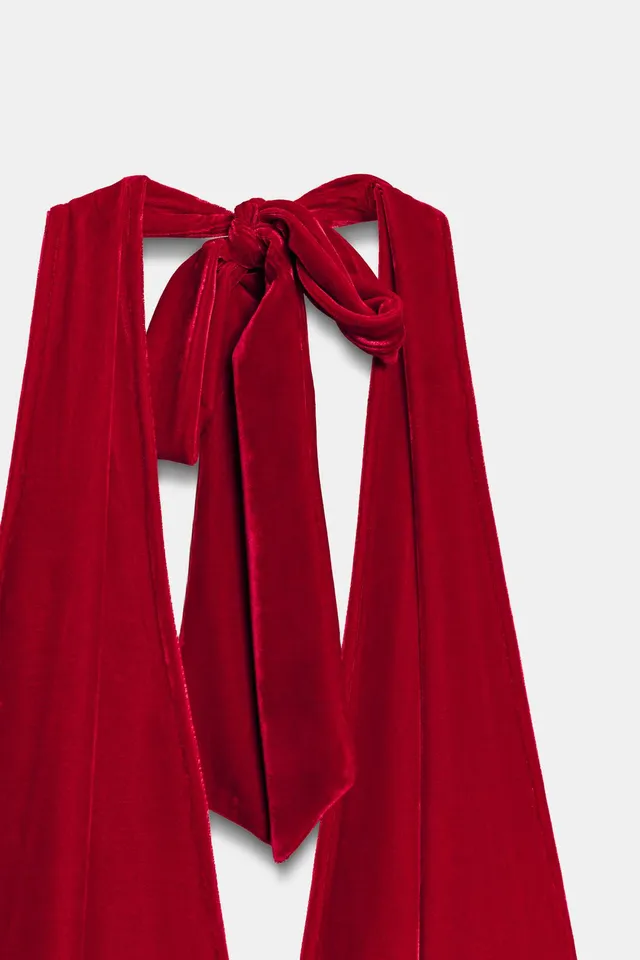 VELVET HALTER DRESS – image 9
