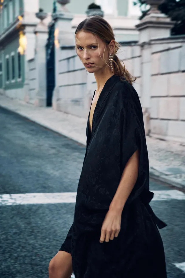 LONG FLORAL JACQUARD DRESS – image 2