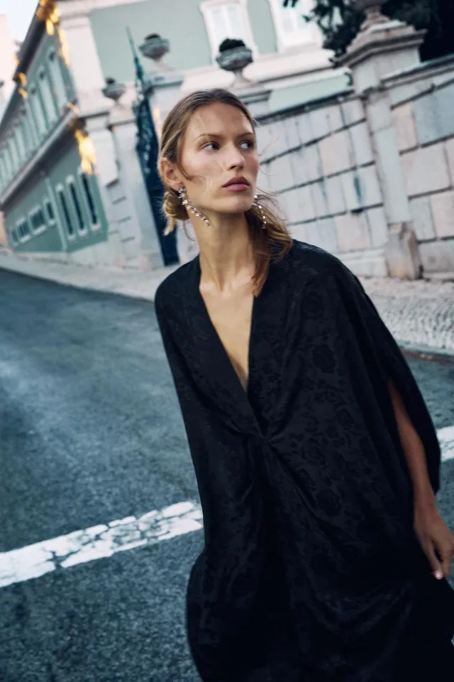 LONG FLORAL JACQUARD DRESS – image 4