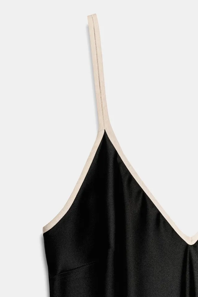 SATIN MIDI DRESS WITH CONTRAST TRIMS – image 7