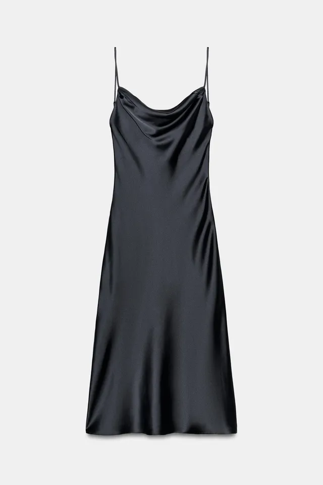 DRAPED SATIN MIDI DRESS – image 6