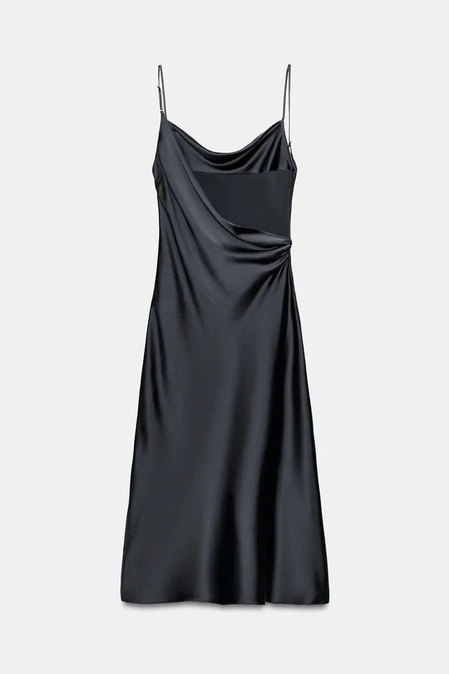 DRAPED SATIN MIDI DRESS – image 7