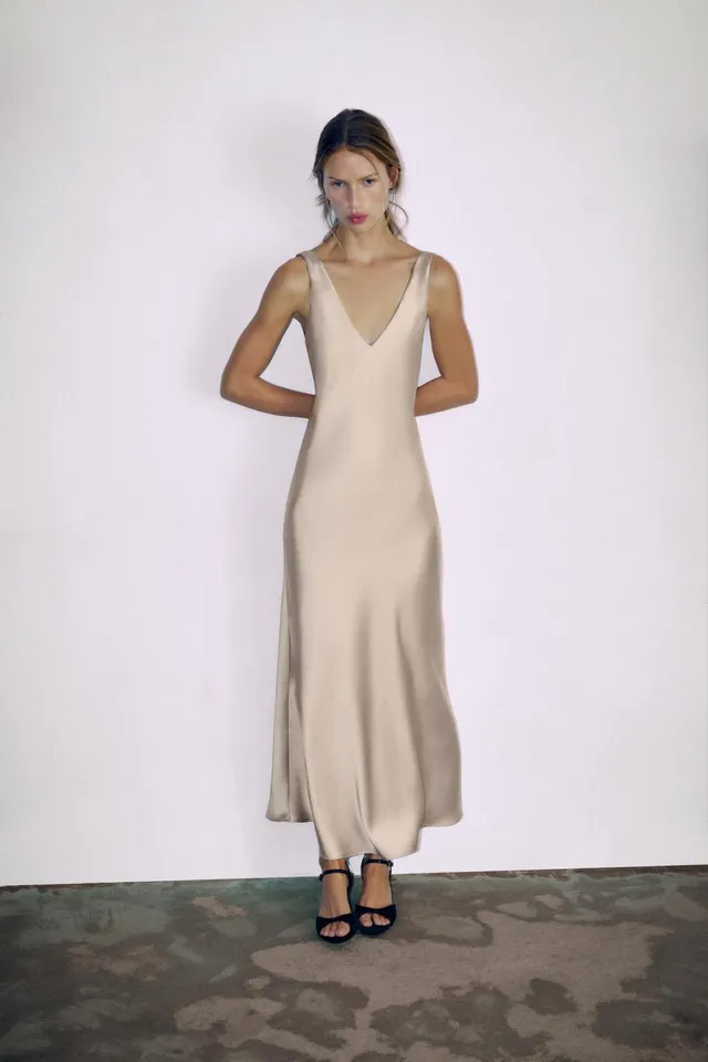 SATIN MIDI DRESS