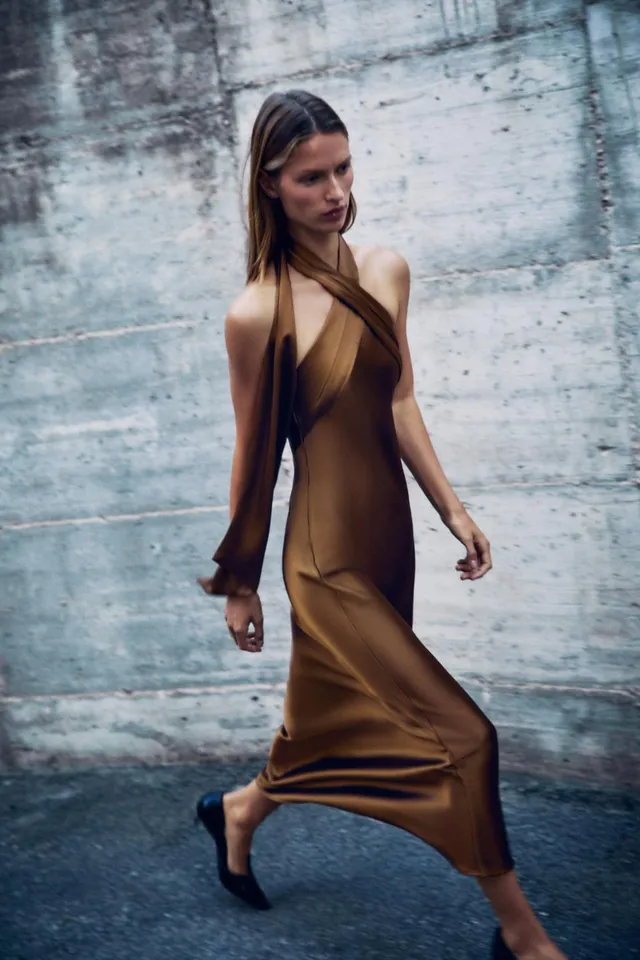 SATIN MIDI DRESS – image 2