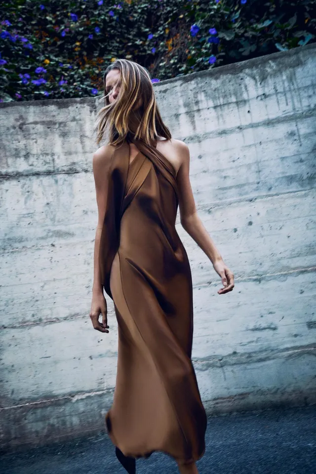 SATIN MIDI DRESS – image 4