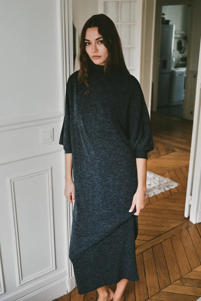 LONG BATWING SLEEVE DRESS – image 2