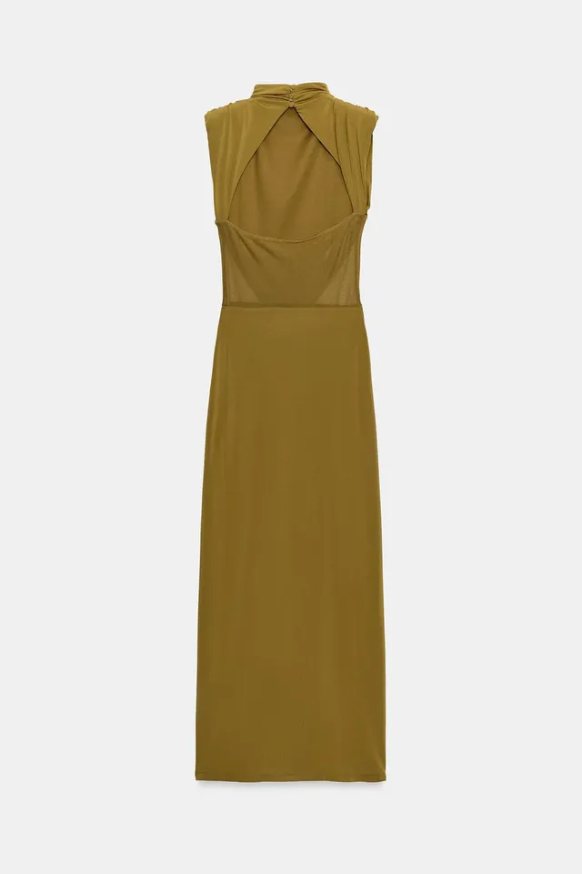 CONTRAST MIDI DRESS WITH SHOULDER PADS – image 6