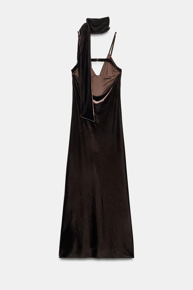 VELVET DRESS WITH SCARF DETAIL – image 5