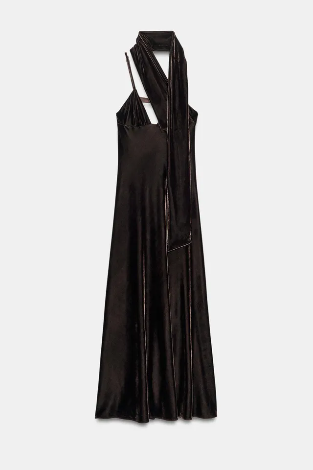 VELVET DRESS WITH SCARF DETAIL – image 6