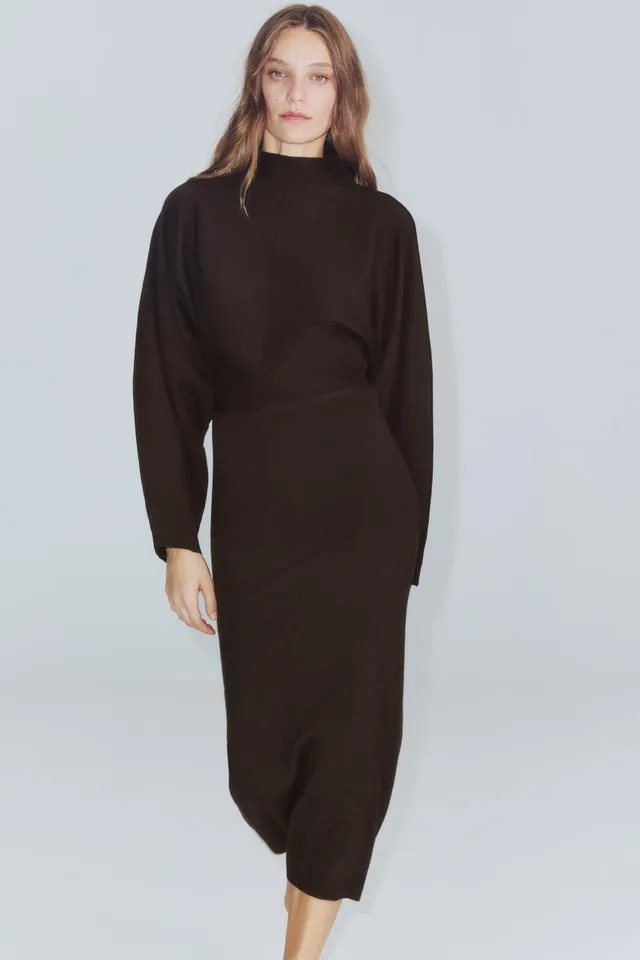 HIGH NECK LONG KNIT DRESS – image 2